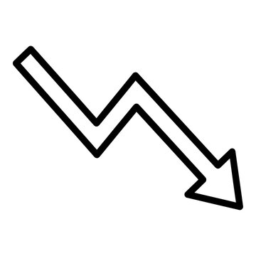 Trend Down icon outline line vector representing decrease loss drop decline down arrow chart for website and mobile app user interface design