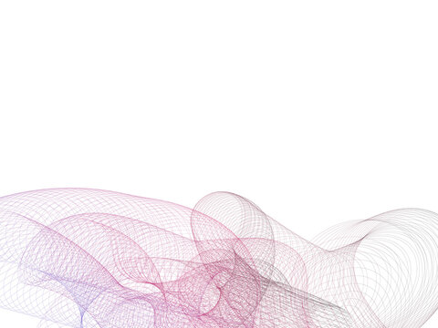Abstract Violet and Pink Guilloche Wave Lines on transparent Background with Copy Space