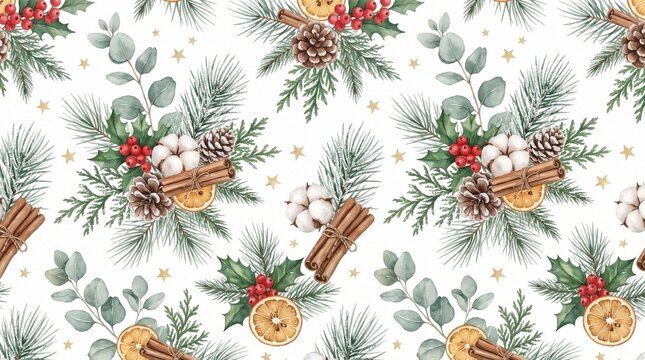 Watercolor illustration of tropical Christmas decorations with pineapples and ornaments. Festive holiday watercolor art featuring palm trees and ho...