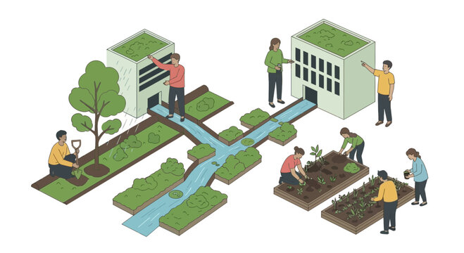 Urban gardening, community farming, sustainable cities, green living, smart farming, ecology