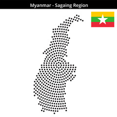 Obraz premium Map of Myanmar region Sagaing-Region in concentric medium dots