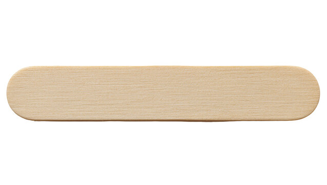 Isolated flat natural wooden tongue depressor, also used as a craft stick or stirrer tool.