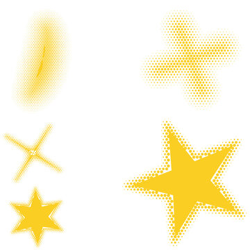 Abstract airbrush vector shapes set vibrant yellow dot pattern design elements