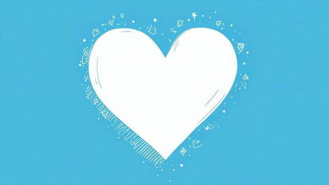 Animated white hearts on blue and black striped background with subtle glitter effect in cinematic motion