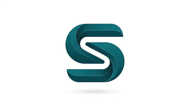 3D teal letter S logo with ribbon folding effect.