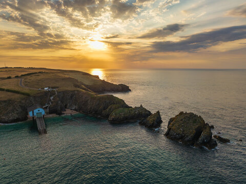 Stunning Summer sunset over Trevose Head in Cornwall England