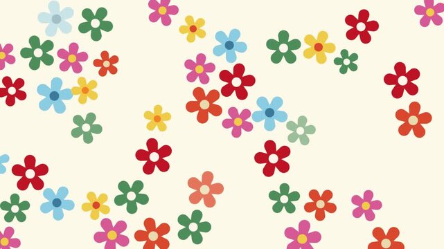 4k footage animation looping of Abstract Symmetrical Geometric bright stylized flowers pattern with a dynamic fading effect video loop. Colourful background video animation