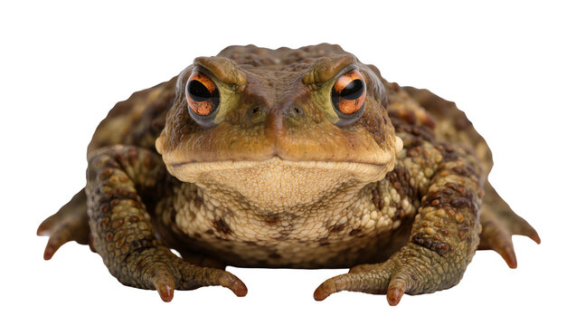 Isolated common toad in detailed close-up, a fascinating amphibian animal portrait