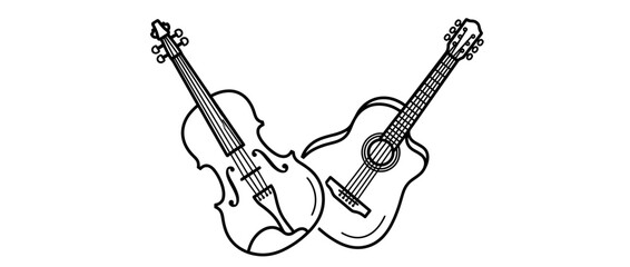 Violin and Guitar Duo Illustration © klambi