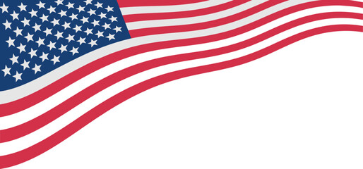 Obraz premium Waving american flag illustration on a white background