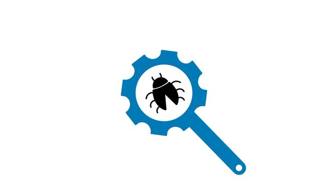 Bug fixing icon featuring bug symbol and gear. Visual representation of software debugging, maintenance, system configuration, and optimization.