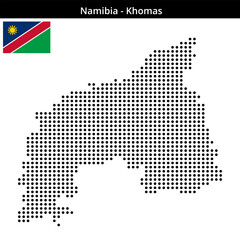 Fototapeta premium Map of Namibia region Khomas in medium size dots
