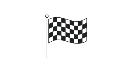 Obraz premium Checkered racing flag icon waving on a flagpole