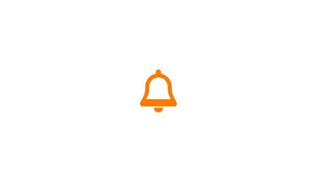 Animated orange notification bell icon with red dot on white background