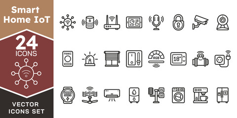 Smart home iot outline icon set vector illustration for automation connected devices © SUMI-120