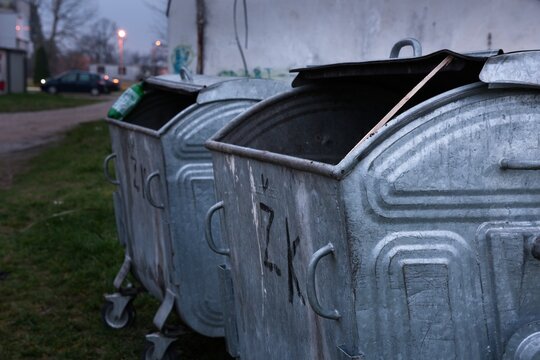 Garbage dumpster close up