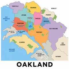 Fototapeta premium Oakland California Political Map – Clean Minimal Vector Illustration