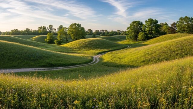 Serene rolling hills in spring