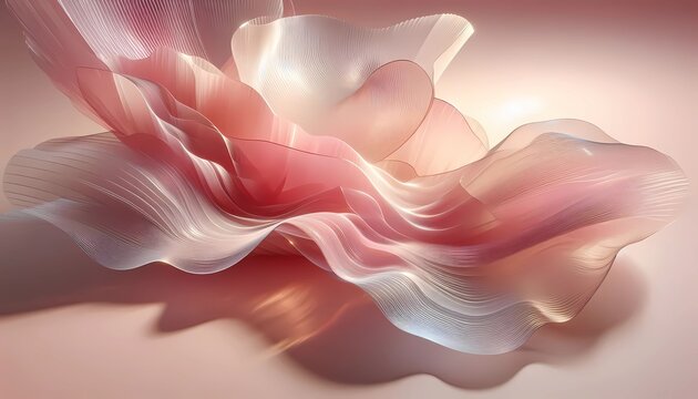 Elegant Pink Glass Ribbon Wave Abstract 3D Render Background