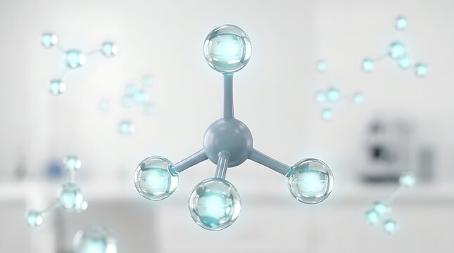 Blue methane molecule structure in a laboratory setting