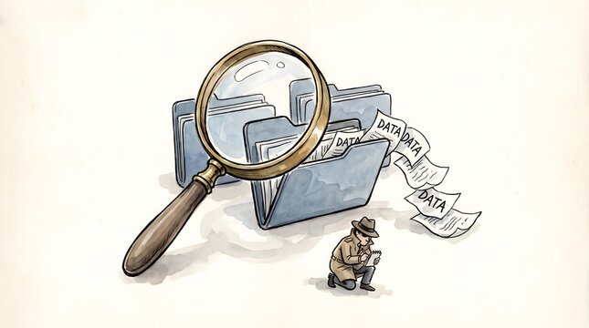 Data Security Investigation and Information Analysis with Magnifying Glass and Private Detective