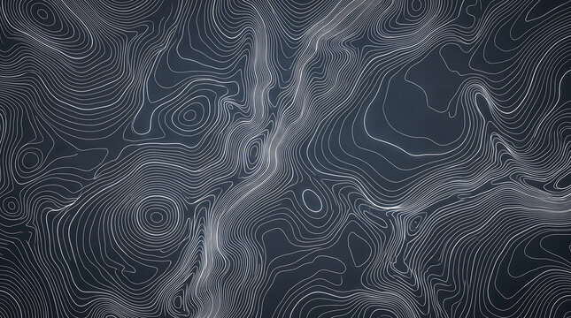 Topographic map contour lines background in smooth grey gradient tones, clean terrain elevation line pattern backdrop, modern cartography design surface for outdoor navigation website and banner
