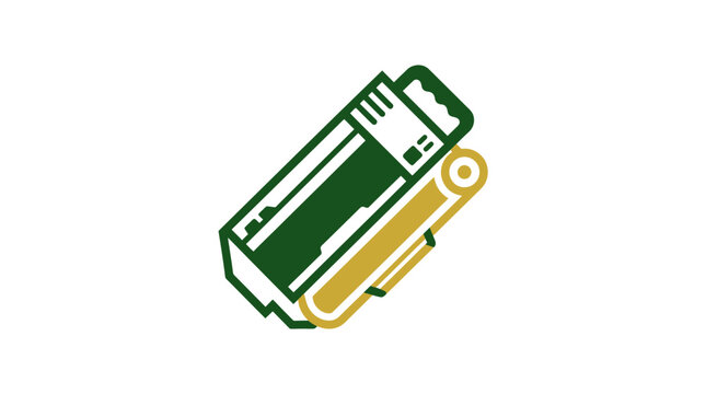 Green and Gold Cigarette Pack Icon on White Background