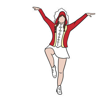 Red Tanzmariechen female carnival dancer clipart for German Karneval, Fasching, parade and festive celebration designs