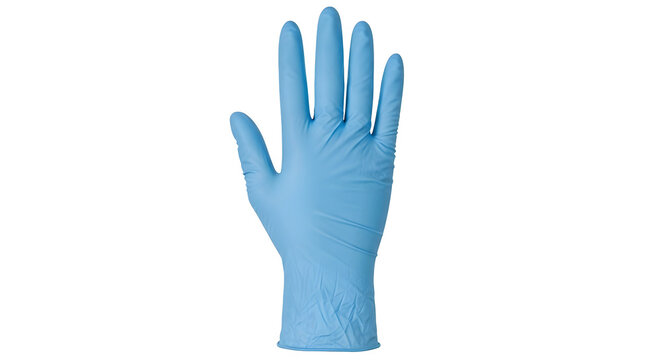 Blue disposable glove isolated on white background