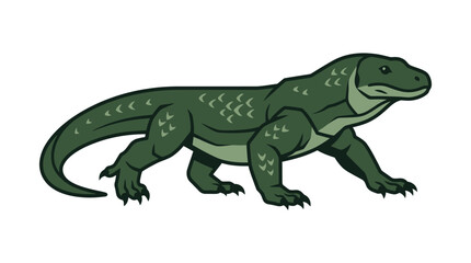 Fototapeta premium Green Komodo Dragon Illustration on White Background
