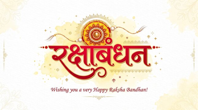 raksha bandhan celebration in india vector hand lettring illustration on white background.