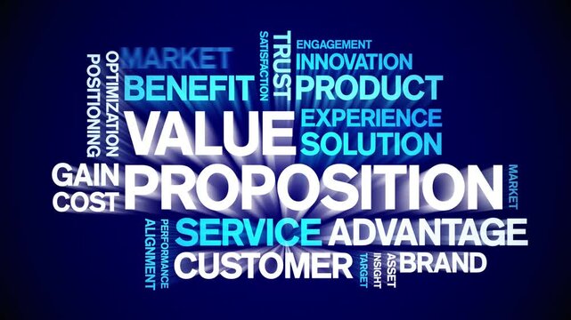 Value Proposition animated word cloud-text design animation tag kinetic typography seamless loop.