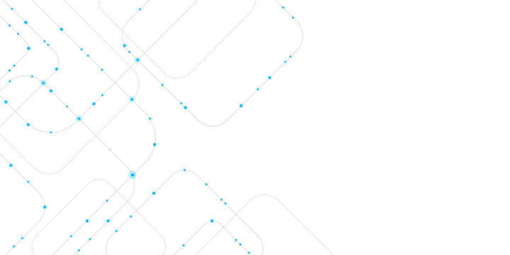 Abstract Minimal Technology Background with Digital Connection Paths, Curved Data Lines and Copy Space