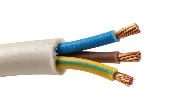 Isolated three-core electrical cable with exposed copper wires for construction and repair