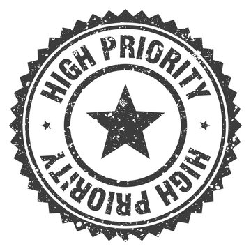 high priority black grunge round stamp. high priority stamp