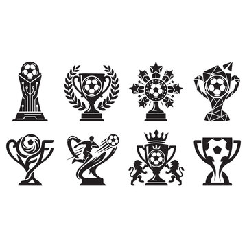  Soccer Football Trophy Cup Logo Set Vector Design Illustration.
