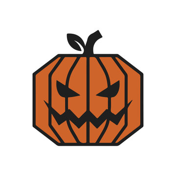 Spooky Orange Halloween Pumpkin Jack O Lantern Face Vector Design.