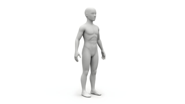 Neutral Gray Human Figure 3D Model for Anatomical Study and Digital Character Design Presentation