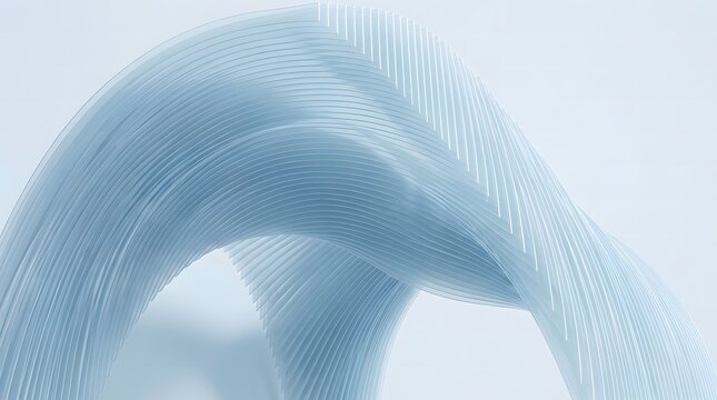 Abstract architectural form layered blue lines creating a dynamic curved structure