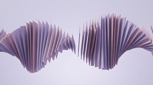 Abstract wave form in lavender and gray tones 3d render