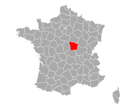 Karte von Nievre in Frankreich
