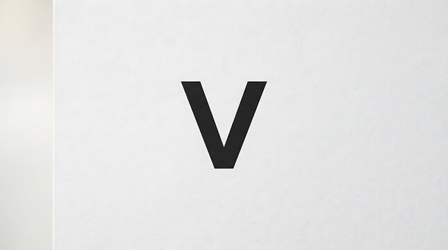 Bold letter v graphic minimalist typography on white textured surface