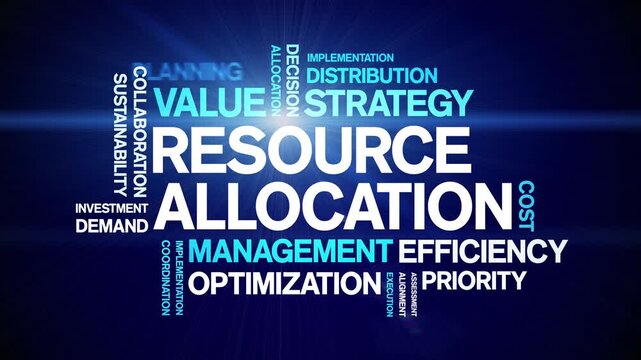 Resource Allocation animated word cloud-text design animation tag kinetic typography seamless loop.