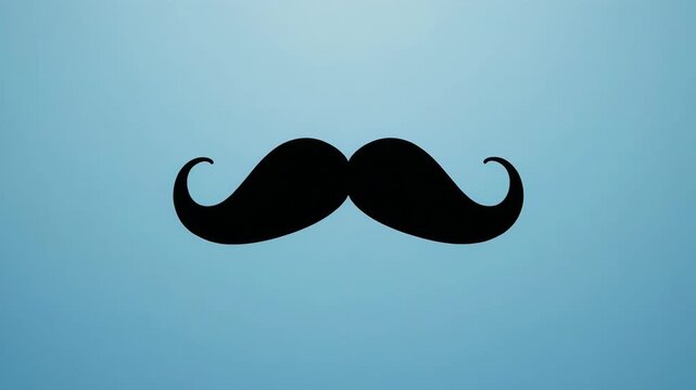 Mustache pattern appearing in cinematic motion against a gradient blue background
