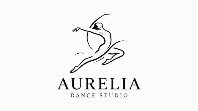 Elegant line art dancer for Aurelia Dance Studio