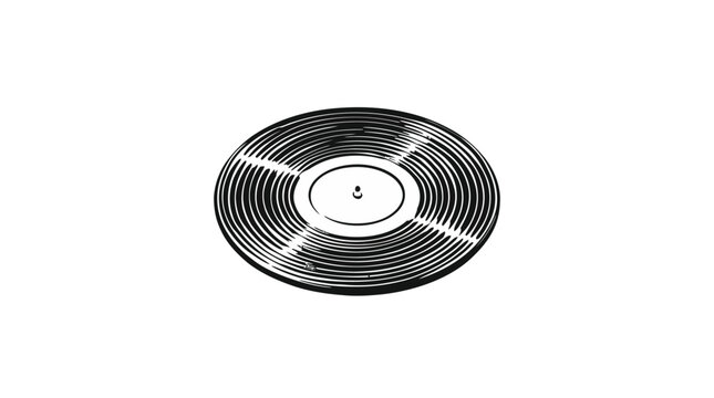 Minimalist vinyl record disc line art.