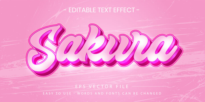 Sakura 3d editable text effect vector pink spring blossom style