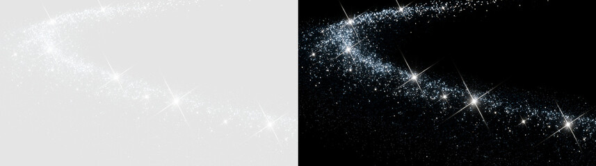 Glowing Silver Stardust Arc with Sparkling Glitter Particles, Magic Dust Trail and Elegant Light Wave © ALEXA