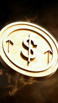Stylish crypto symbol with gold coins on digital abstract background