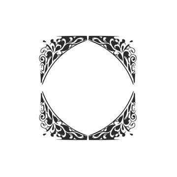 Hand drawn vector abstract outline,graphic,line vintage celebration ornament art nouveau frame in drawing elegant style.Elegant decoration vintage outline design isolated. Floral ornament border
